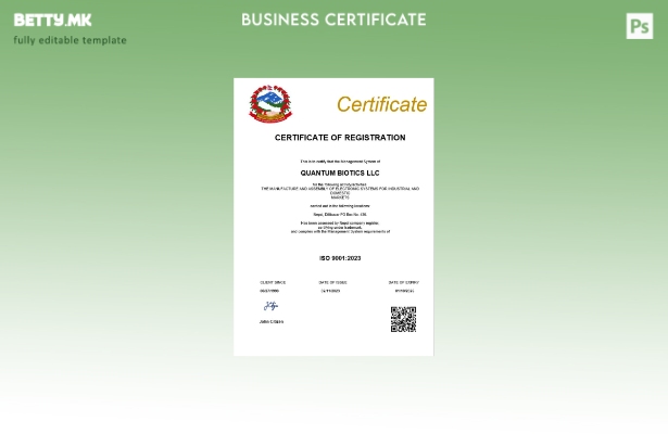 модерен стил Непалски сертификат за регистрација на компанија Шаблон за Word и P